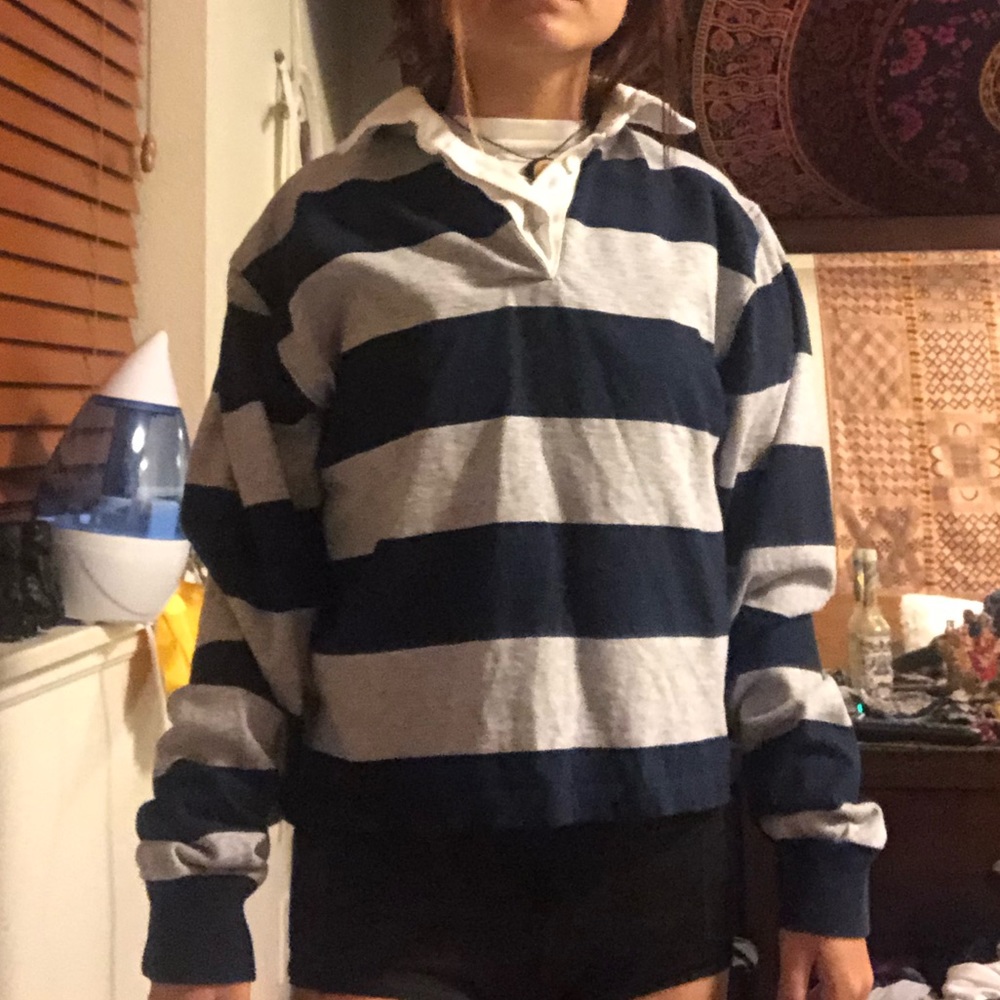 PACSUN striped long sleeve collar top